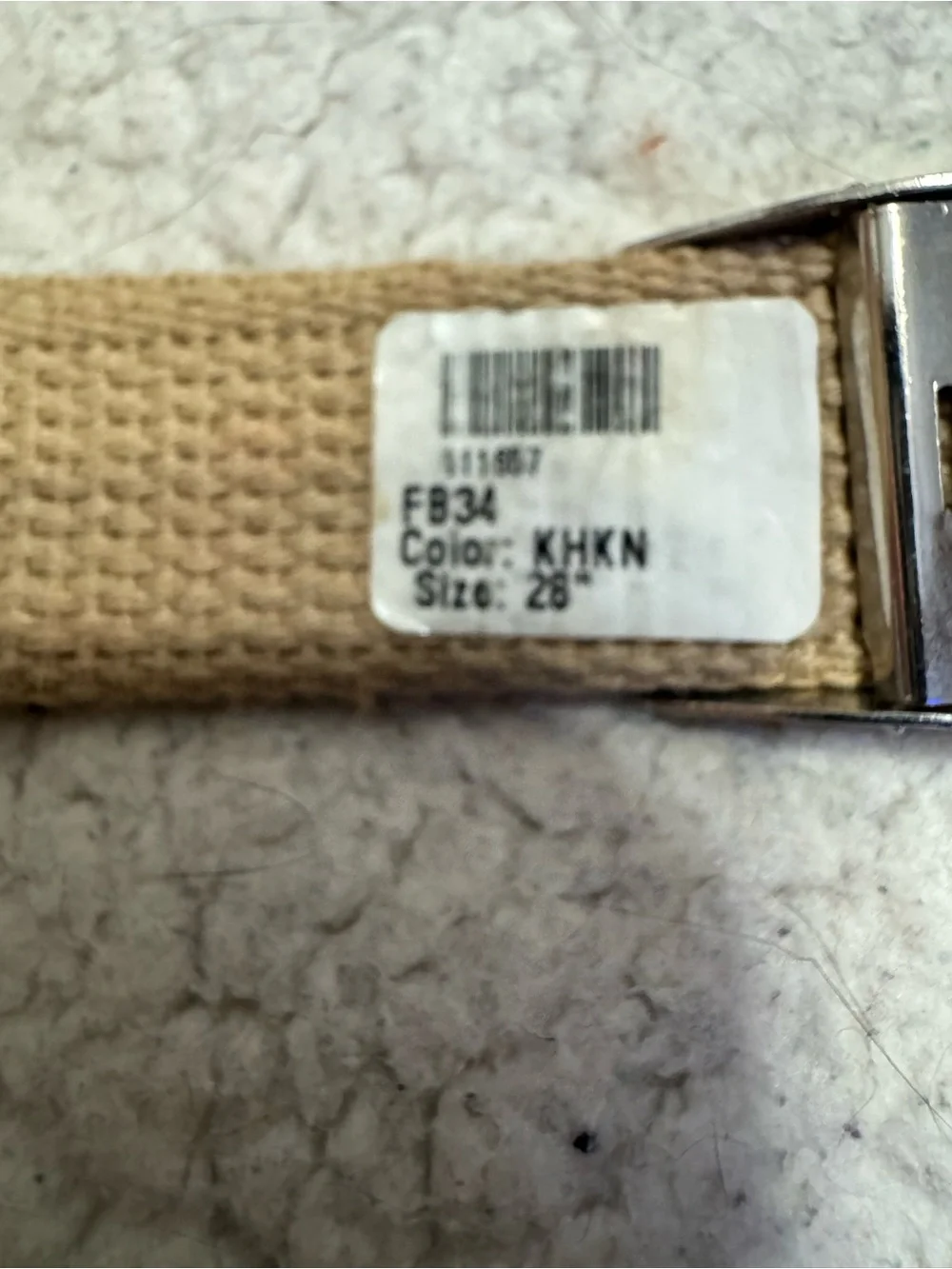 Beige Canvas Belt with Silver Buckle